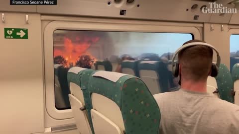 Spain wildfires: Train passengers stunned after flames spotted out either window
