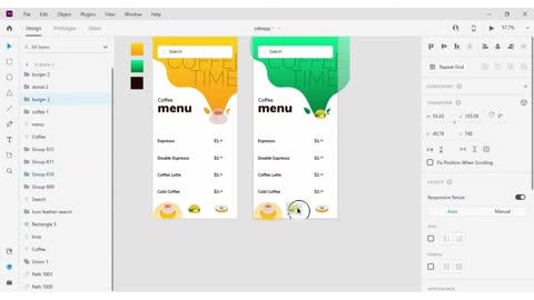 Cafe App UI Design and Interaction Animation in Adobe XD XD Tutorial Speed Art Tips Tricks