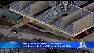 3 teen girls arrested after large group attacks Transit Police officer at Forest Hills MBTA station