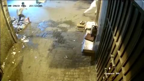 A terrifying moment of a collapse captured by a security camera