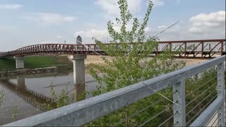 Short Calm Stroll Over a Walking Trail Bridge