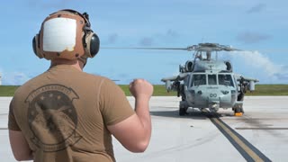 Navy MH-60s take off in support of Mobility Guardian 2023 SAR