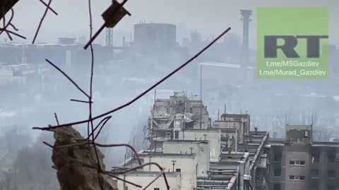 Apocalyptic view, Mariupol Ukraine, look at Azov Steel