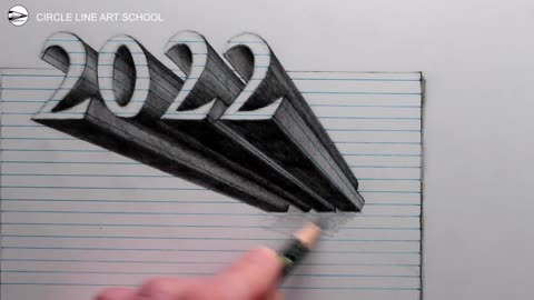 How to Draw 2022 Numbers 3D Trick Art on Line Paper