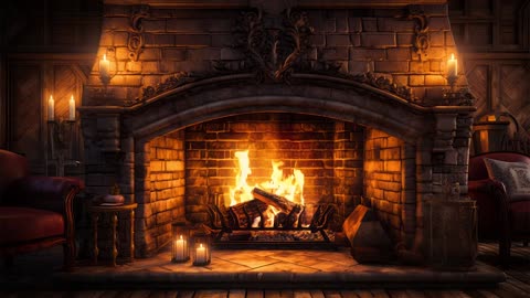 Cozy Fireplace Ambiance--Burning Fireplace _ Crackling Fire Sounds for Stress Relief