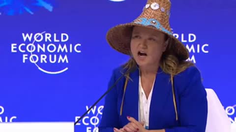 WEF: The crisis is also "spiritual," a woman with a weird hat said.