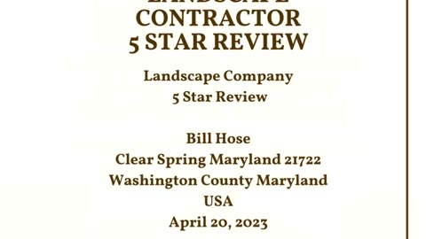 Landscape Company Clear Spring Maryland 5 Star Review Video