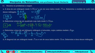 Em casa 02) Resolva os problemas, simplificando as raízes quando possível - Discípulos da matemática