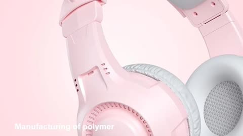 Headphones with Microphone Surround Sound Active Noise Canceling Pink Wired Gaming Headphones