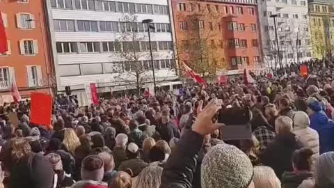 Austrians protesting the lockdown of unvaccinated citizens.