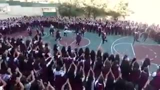 A dance performance by school girls