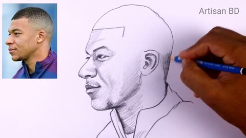 How To Draw Realistic face Kylian Mbappe _ Step by Step Easy Pencil Sketch #mbappe