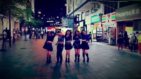 KPOP girl cover dance. Remixed soundtrack. Hong Kong's TDPG in Causeway Bay. 9 May 2022