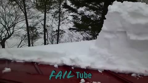 Awesome Roof Snow Removal Tools ! Amazing Snow Sliding Off The Roof