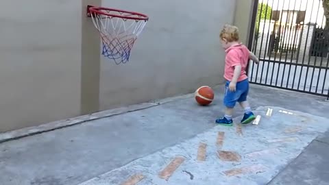 22 month old baby boy playing Basket ball OMG