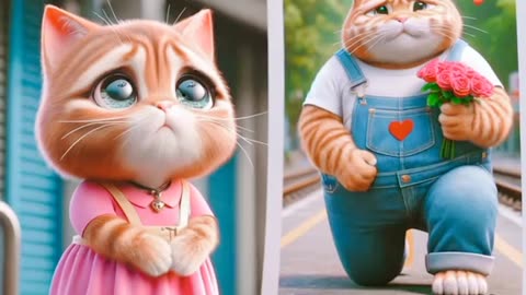 Cute cats that proposed a female cat but she rejected him because he is fat