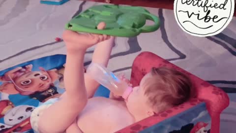 4-Year-Old Watching Paw Patrol and Drinking Bottle at the Same Time