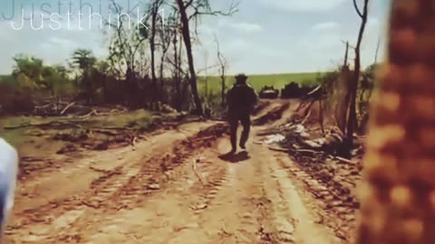 Footage of Ukrainian soldiers advancing after battle - Their military hardware is disabled…