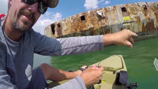 Kayak Fishing the Sunken Concrete Ships Aug 2017