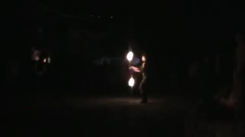 Lady Torch spinning Fire Staff @ Pandemonium Festival 2011