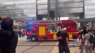 Bank destroyed as rioting continues across France...