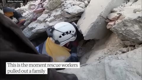 Cheers erupt as rescuers save family in Syria after deadly earthquake