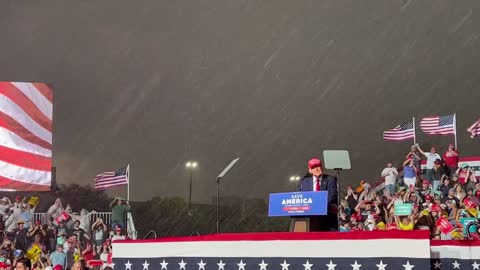 TORRENTIAL 'DON'POUR: Trump Talks Through Storm, 'You Think Biden Would Be Up Here?'