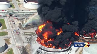 Aerial Footage of the Marathon Petroleum Refinery Fire in Louisiana