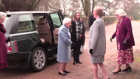 The Queen arrives at West Newton for annual WI meeting