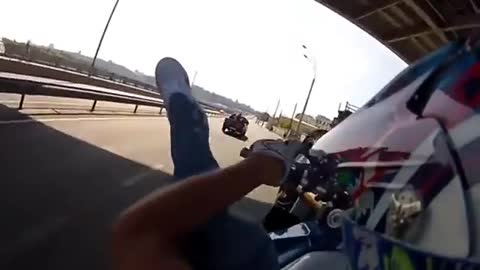 Motorcycle dangerous video stunt