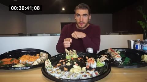 Crazy SUSHI CHALLENGE, Can he do it?