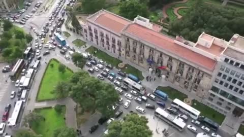 Bus Drivers in Palermo, Italy Block Traffic in Protest of Mario Draghi
