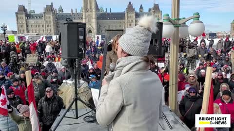 Ethics Professor, PhD, gave an emotional speech emphasizing the historic importance of Canadian truckers battling for the freedoms of all Canadians and around the world