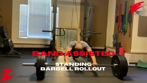 Band Assisted Standing Barbell Rollout