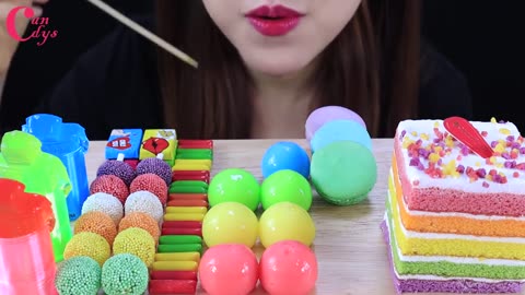 ASMR rainbow dessert unicorn kyoho jelly mermaid jelly