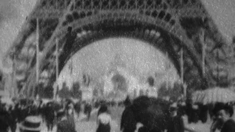 Panorama Of Eiffel Tower (1900 Original Black & White Film)