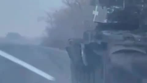 Two Ukrainian Tanks Returning from Battle