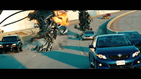 Transformers_ Dark of the Moon (2011) - Freeway Chase - Only Action [4K]