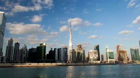 Dubai city skyscrapers time lapse