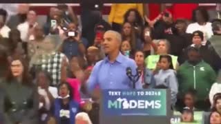 Barrak Obama loses control of the crowd, which begins to chant Fuck Joe Biden