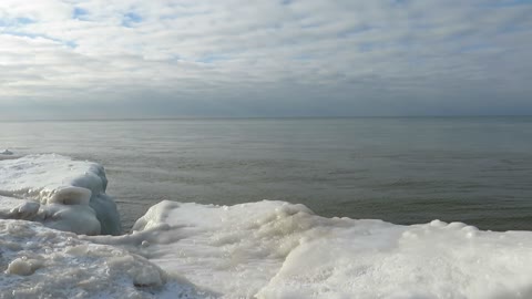 Calm, Soft Lake Michigan Waves on a Winter Day