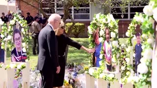 Bidens visit memorial to Texas school shooting victims