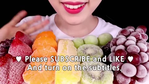 Frozen Fruits ASMR Mukbang: Strawberry, Grape, Kiwi, Pineapple, Blackberry Eating Sounds 🍓🍇🥝🍍