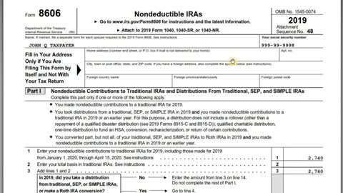 IRS Form 8608 Nondeductible IRA Contributions for Traditional IRA