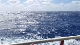 At Sea In The Pacific Ocean, Heavy Seas, Large Waves