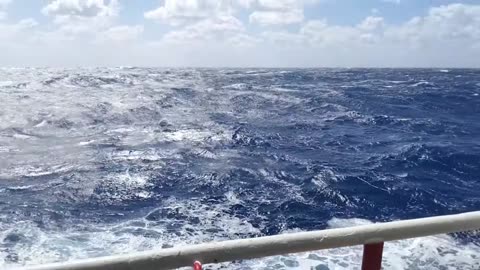 At Sea In The Pacific Ocean, Heavy Seas, Large Waves