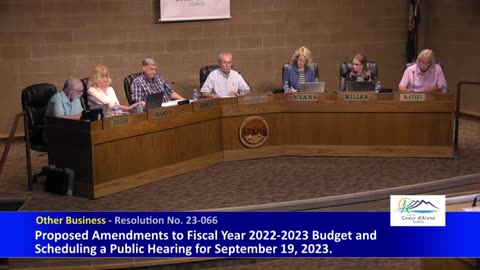 CDA City Council Amending FY23 Budget to include new appropriations