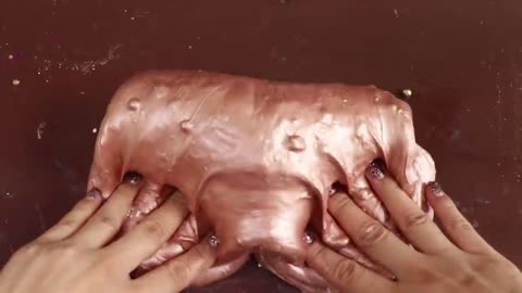 Mixing"ROSEGOLD" Eyeshadow and Makeup,parts,glitter Into Slime!Satisfying