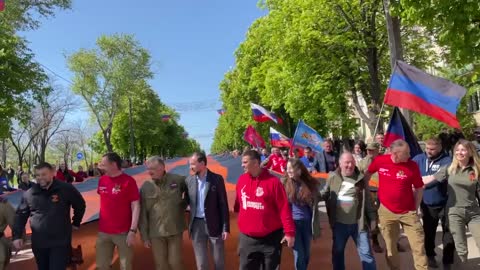 Pushilin in Mariupol at the celebration of Victory Day.