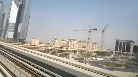 Dubai Metro underground / overground train Red Line Sheikh Zayad Road view